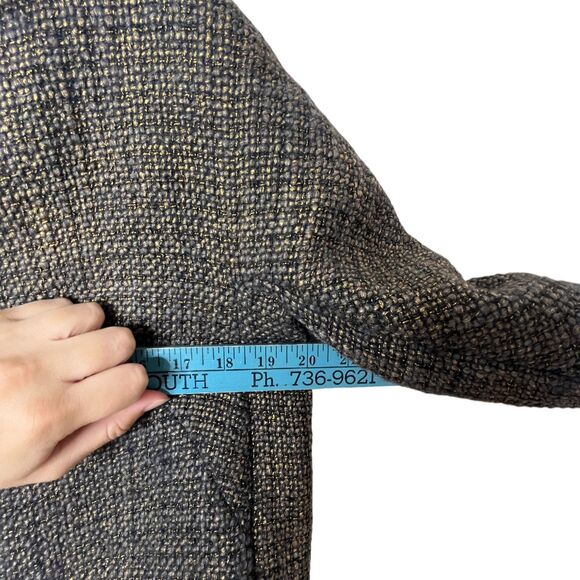 Talbots Petite Wool Blend Swing Blazer Brown Gold Metallic Womens Jacket Sz 10P - Picture 9 of 11